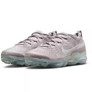 Nike Air VaporMax 2023 Flyknit Women's Sneakers - Silver and White